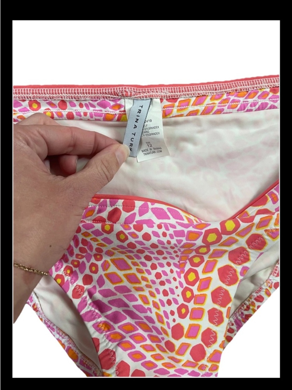 Trina Turk Pink & Orange Patterned Halter Bikini - Picture 2 of 5